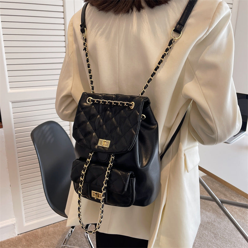 IELGY Large Capacity Backpack Trend Ins Texture Ladies Backpack