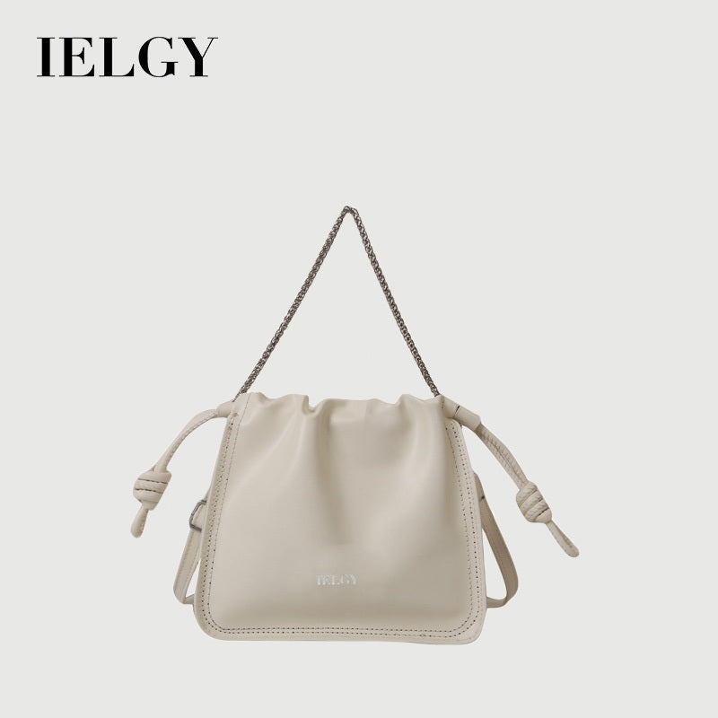 IELGY Exquisite Pleated Crossbody Bag with Adjustable Drawstring