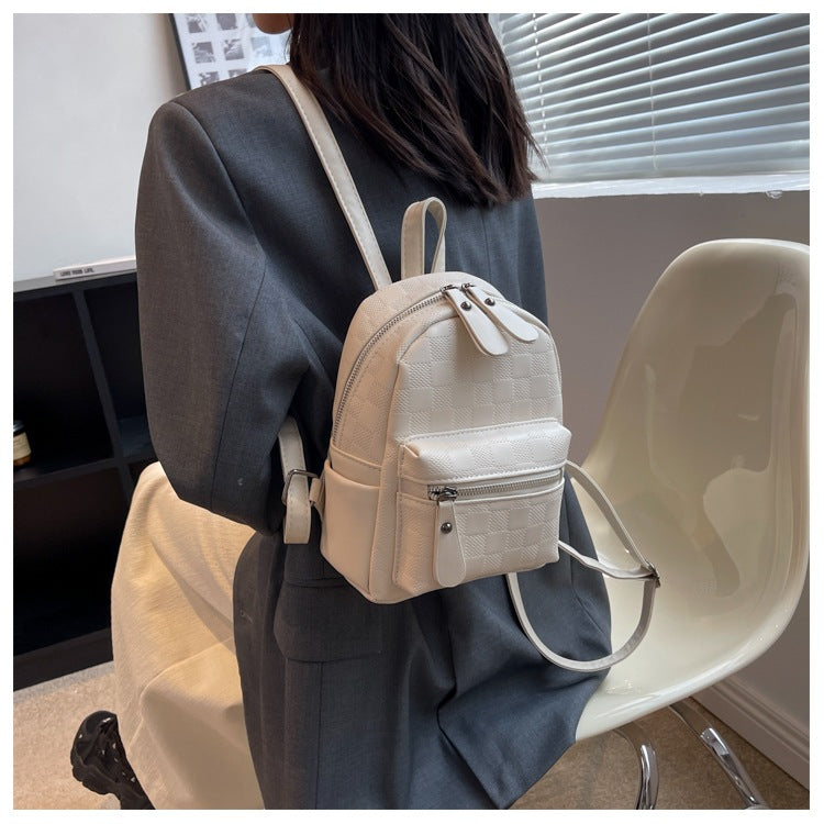 IELGY women's korean style pink petite canvas plaid backpack