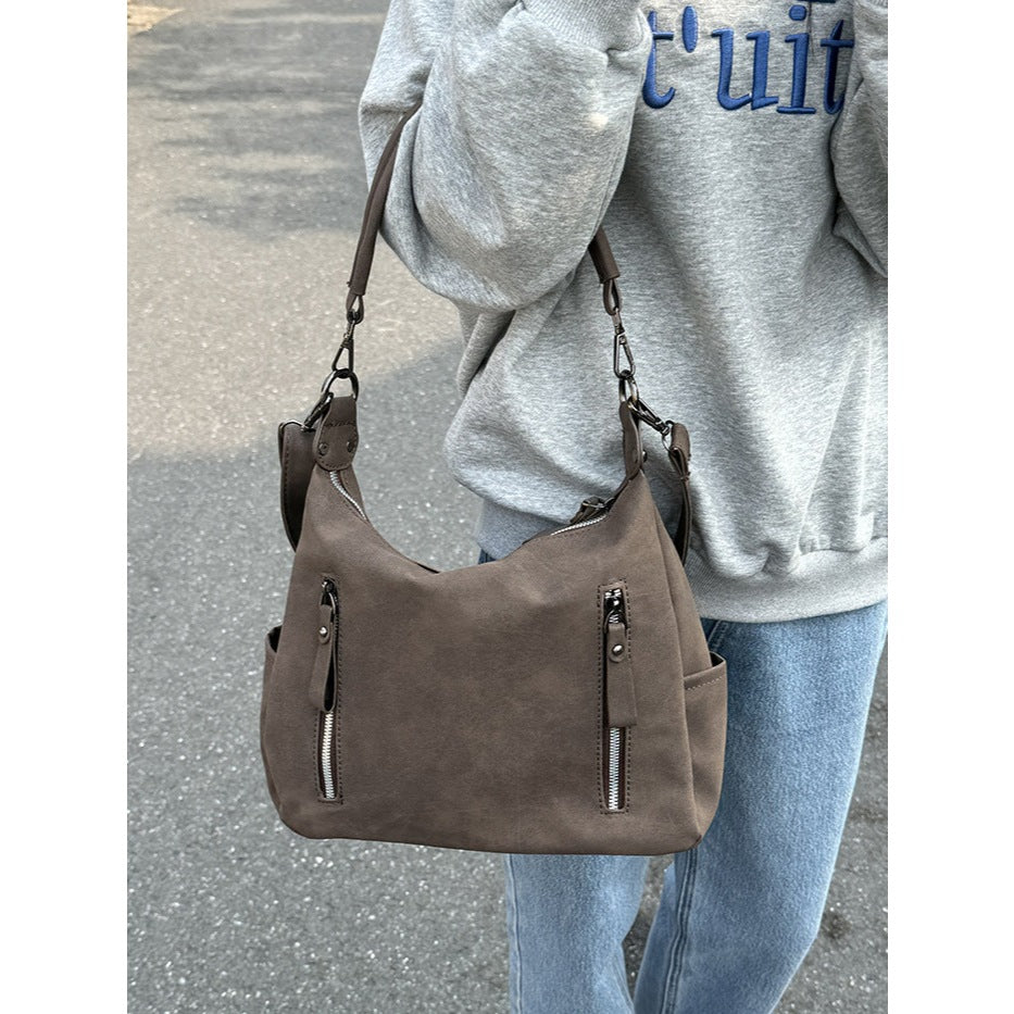 Ielgy Ladies Melade Color Retro Tote Bag Large Capacity Portable Commuter Bag