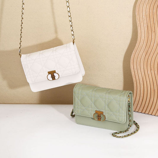 IELGY rhombic chain all-match fashion one-shoulder messenger small square bag