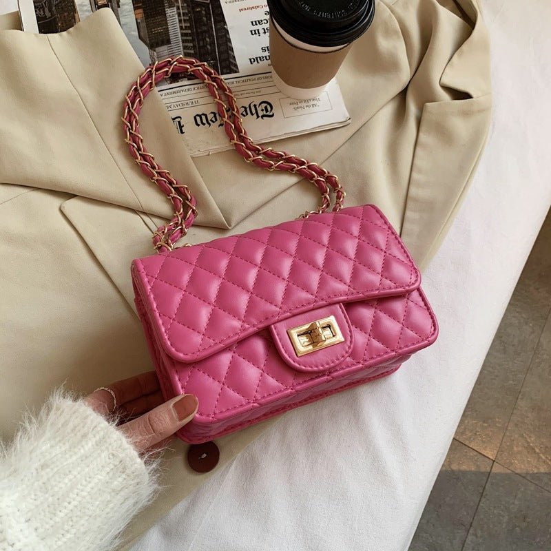 IELGY White Commuter One Shoulder Chain All-match Solid Color Women's Messenger Bag Fashion Soft Surface
