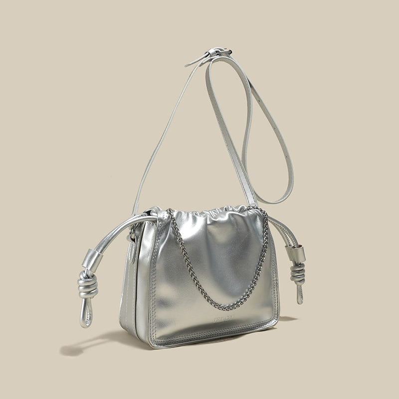 IELGY Trendy Crossbody Bag for Summer with Unique Pleated Chain Strap Design