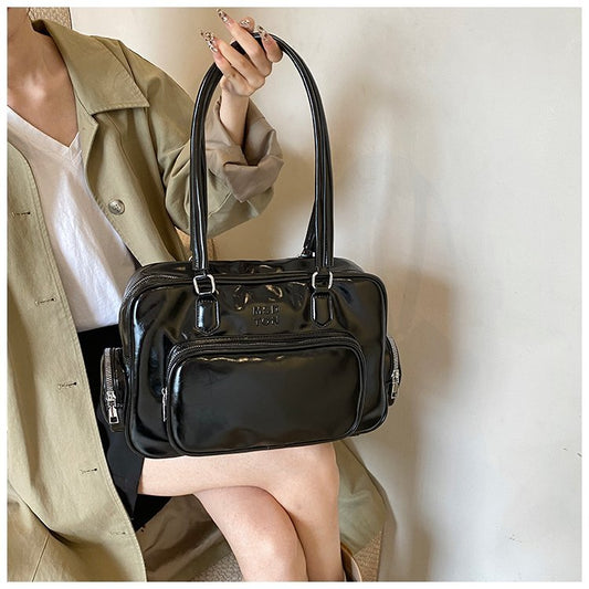 Ielgy Retro Portable Commuter Bag Niche Underarm Bag Simple Large-Capacity Shoulder Tote Bag