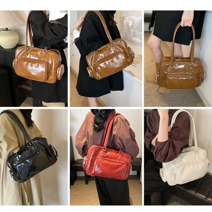 Ielgy Retro Portable Commuter Bag Niche Underarm Bag Simple Large-Capacity Shoulder Tote Bag