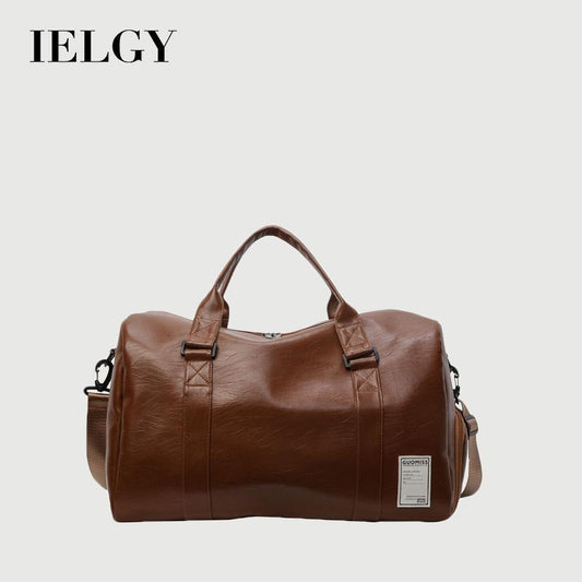 Ielgy Portable Travel Bag High-End Sense Large-Capacity Sports Gym Bag Leather Travel Clothes Luggage Bag