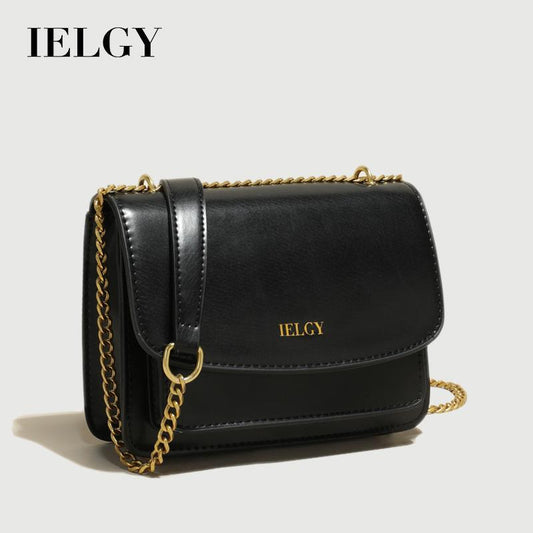 IELGY Trendy Women's Crossbody Shoulder Bag with Clasp and Chain Strap in Solid Colors
