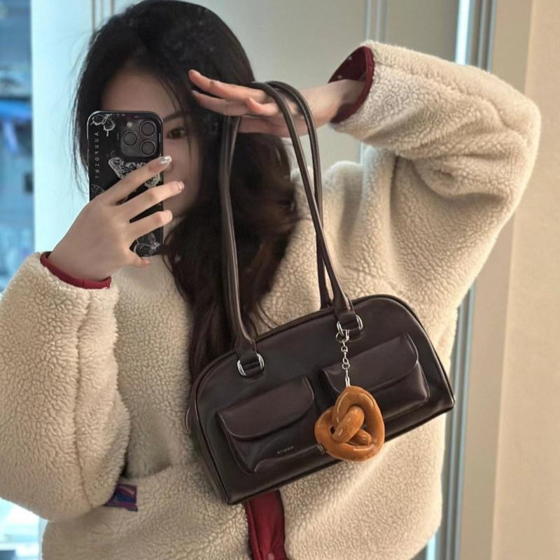 Ielgy Korean Version Ladies Retro Preppy Style One-Shoulder Portable Large-Capacity Casual College Students Class