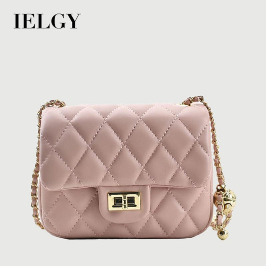 IELGY women's small golden ball fashion rhombus chain messenger bag