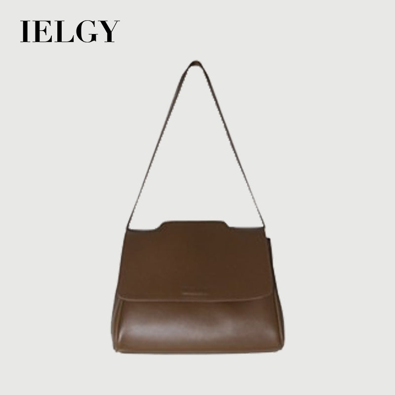 IELGY PU compartment Commuter magnetic buckle large capacity flap bag zipper double shoulder strap single shoulder messenger bag handbag