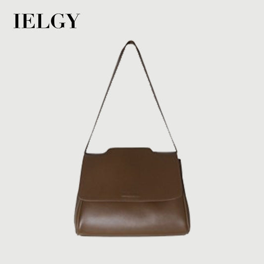 IELGY PU compartment Commuter magnetic buckle large capacity flap bag zipper double shoulder strap single shoulder messenger bag handbag