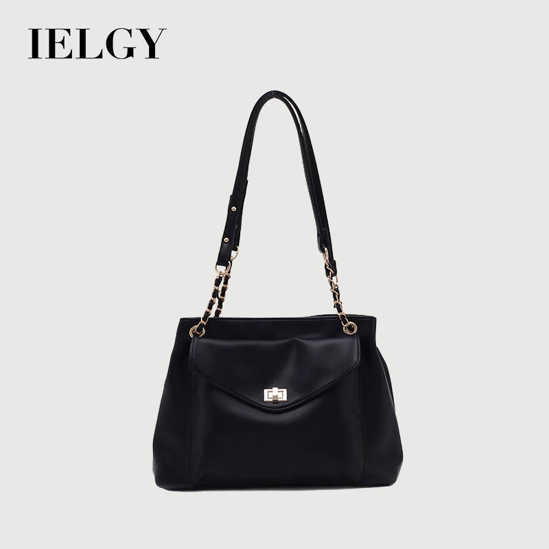 IELGY women's retro commuter large capacity black shoulder bag
