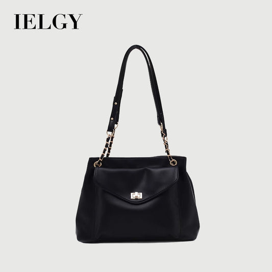 IELGY women's retro commuter large capacity black shoulder bag