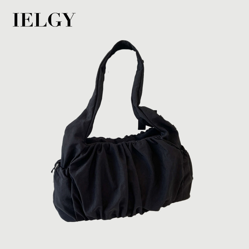 Ielgy Ladies White Pleated Bag Simple Fashion Commuter All-Match Cross-Body One-Shoulder Armpit Bag