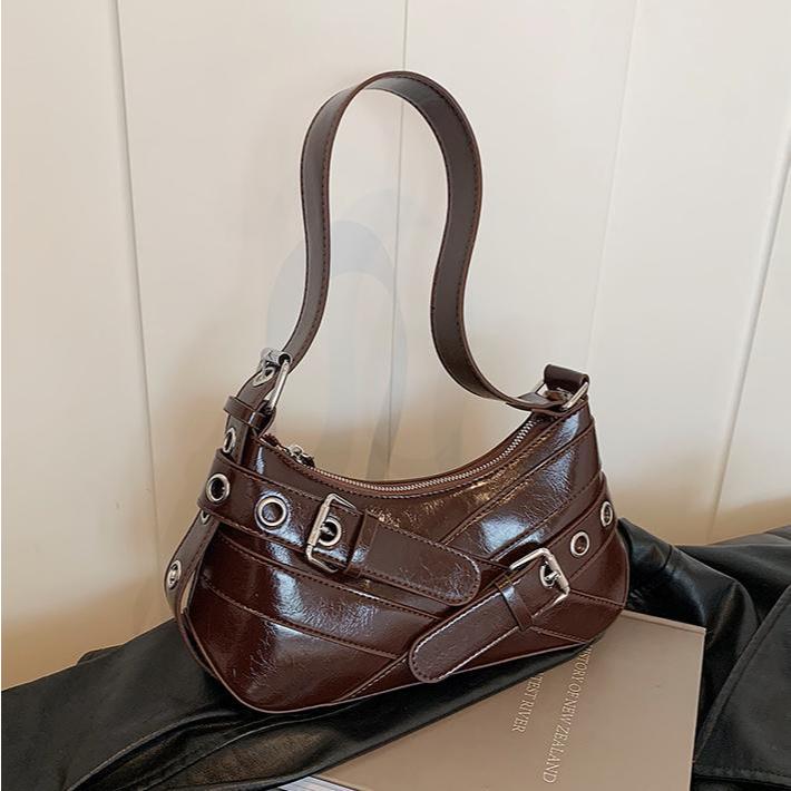 Ielgy Fashionable High-End Red Underarm Bag Ladies Korean Version Trendy All-Match Motorcycle Bag Niche Simple One-Shoulder