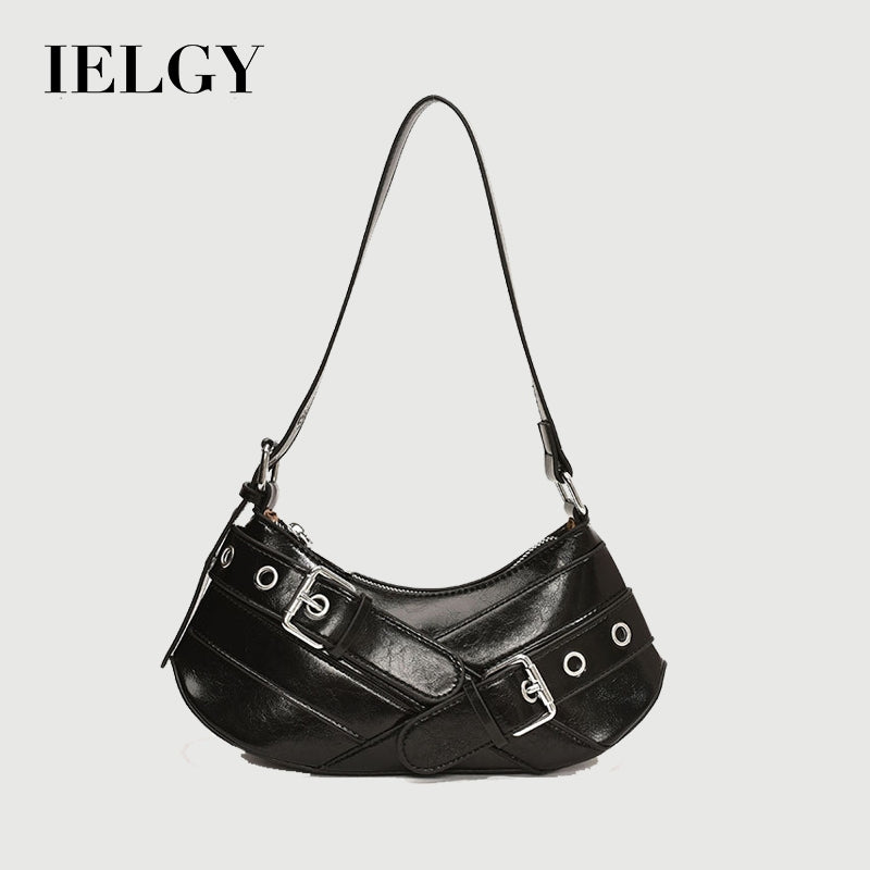Ielgy Fashionable High-End Red Underarm Bag Ladies Korean Version Trendy All-Match Motorcycle Bag Niche Simple One-Shoulder