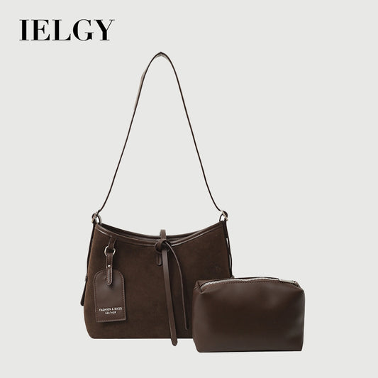 Ielgy Retro Commuter Ladies Shoulder Messenger Bag High-End Texture Niche Tote Bag