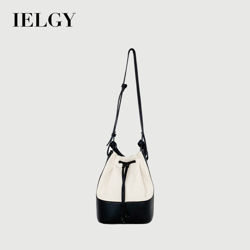 IELGY Korean version Diagonal Portable Fashion Bucket Canvas Women's bag One-shoulder All-match Stitching