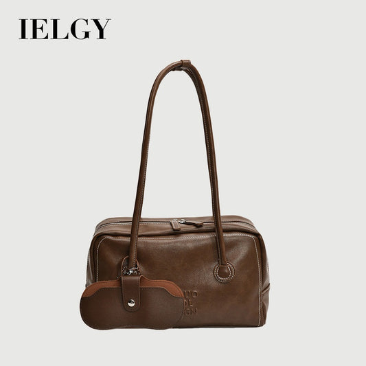Ielgy Retro Portable Bowling Bag Niche Underarm Bag Simple Large Capacity Commuter Bag