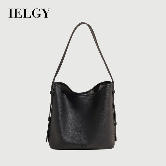 Ielgy Retro Large-Capacity Bucket Bag All-Match Simple Shoulder Tote Bag