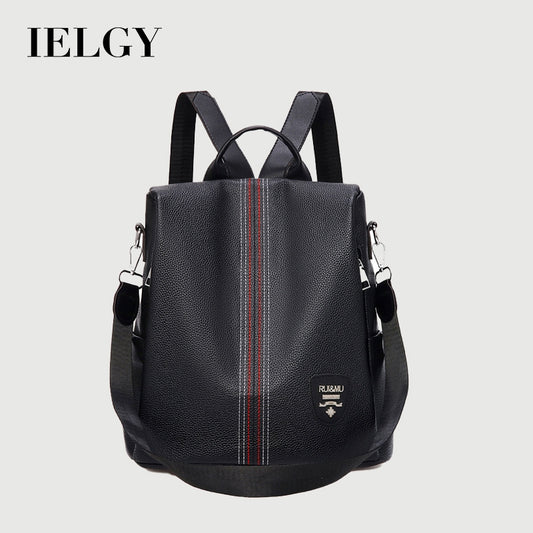 Ielgy Anti-theft Backpack Soft Leather Backpack Lightweight Commuter School Bag Large Capacity Travel Bag