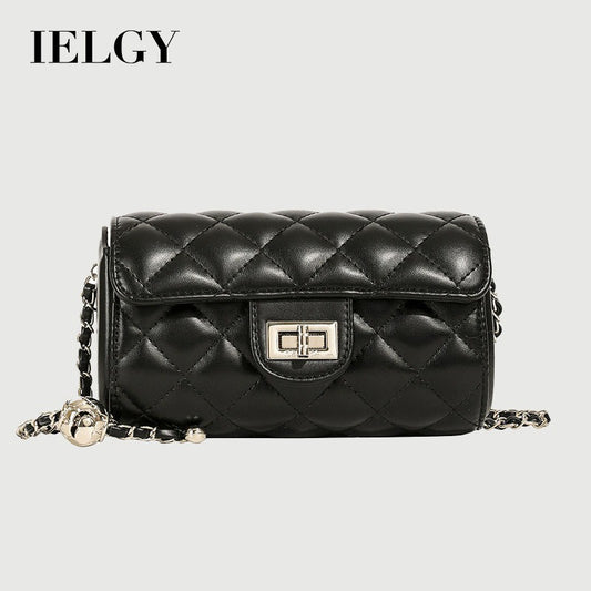 Ielgy Ladies Diamond Embroidery Thread Fashionable All-Match Chain Cross-Body Bag Flow Mini Silver Small Square Bag