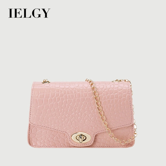 IELGY Mobile phone Crocodile pattern Women's bag Diagonal One shoulder Square Chain Simple Lock Korean version