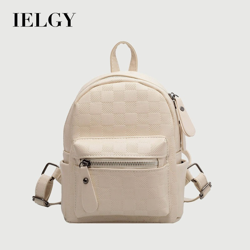 IELGY women's korean style pink petite canvas plaid backpack
