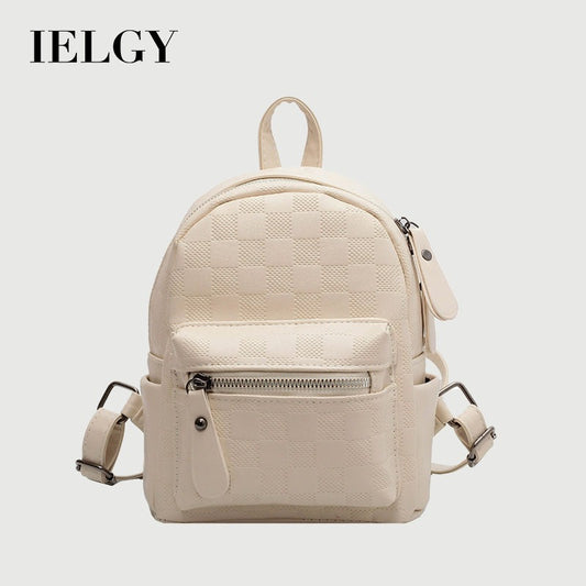 IELGY women's korean style pink petite canvas plaid backpack