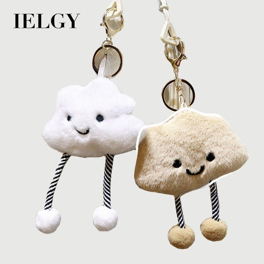 Ielgy Cute Plush White Cloud Schoolbag Pendant Keychain Girlfriends Couple Creative Birthday Gift Bag Pendant
