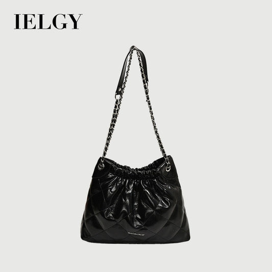 Ielgy Diamond Chain Bag Large Capacity One-Shoulder Cross-Body High-End Texture Bucket Bag