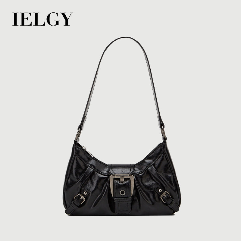 Ielgy Shoulder Tote Bag American Retro Commuter Classy Distressed Style Underarm Motorcycle Bag