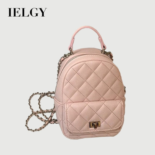 Ielgy High-End Feeling Niche Diamond Chain Backpack Fashionable All-Match Backpack Portable