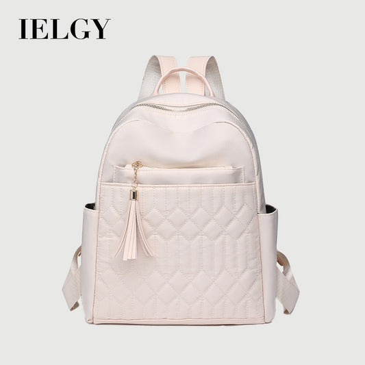 Ielgy Korean Version Diamond Backpack Outing Travel Bag Ladies Solid Color Backpack Simple Large Capacity Backpack
