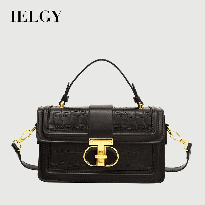 Ielgy High-End Texture Solid Color Portable Box Bag All-Match One-Shoulder Messenger Small