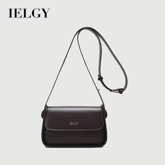 IELGY Fashionable and Versatile Top-handle Bag in Coffee with Wide Shoulder Strap for Women
