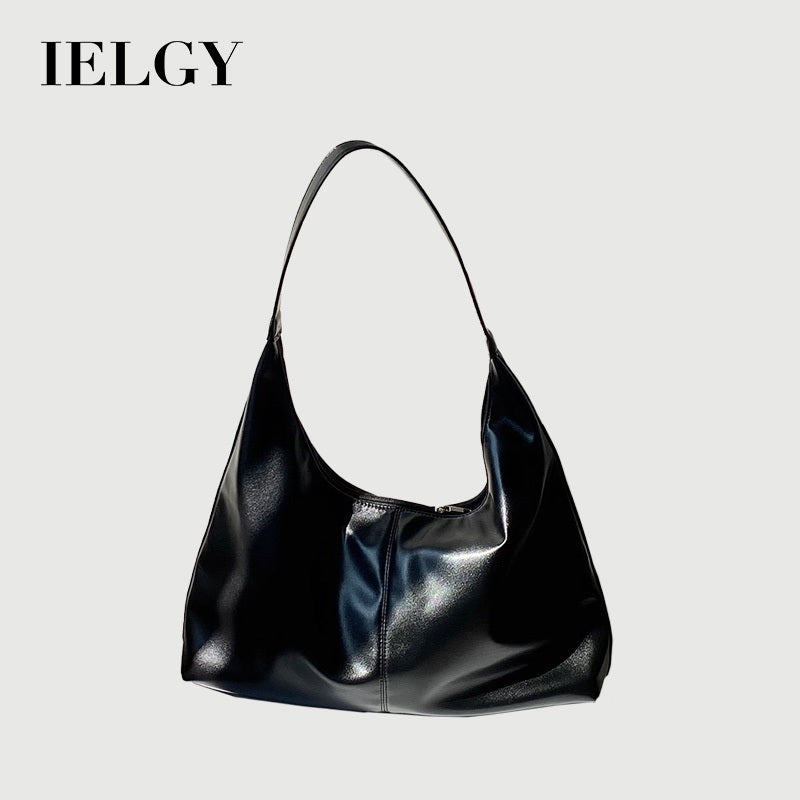 Ielgy Ladies Large Capacity Portable Underarm Bag Commuter Soft Leather Shoulder Tote Bag