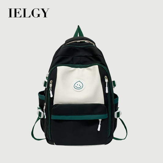 Ielgy Korean Version High School Junior High School Students Large-Capacity Backpack Simple Burden-Red