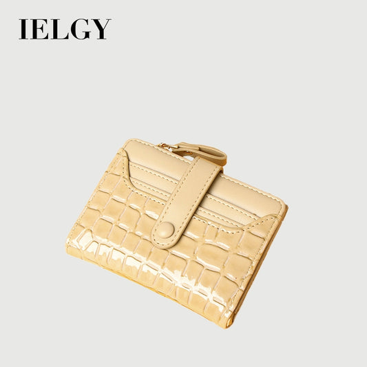 Ielgy Short Female Wallet High-End Multi-Card Slot Multi-Function Card Holder Solid Color Stone Pattern Coin Purse Wallet Bag