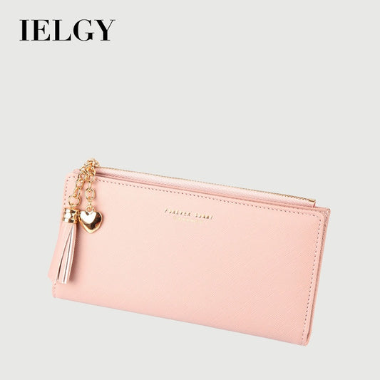 IELGY Long Wallet Ladies Multi-Card Position Clutch Pull Tassel Chain Mobile Phone Bag