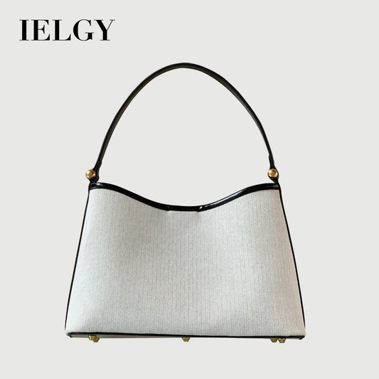 Ielgy Korean Version Niche Design Handbag Canvas Shoulder Armpit Bag Bucket Bag