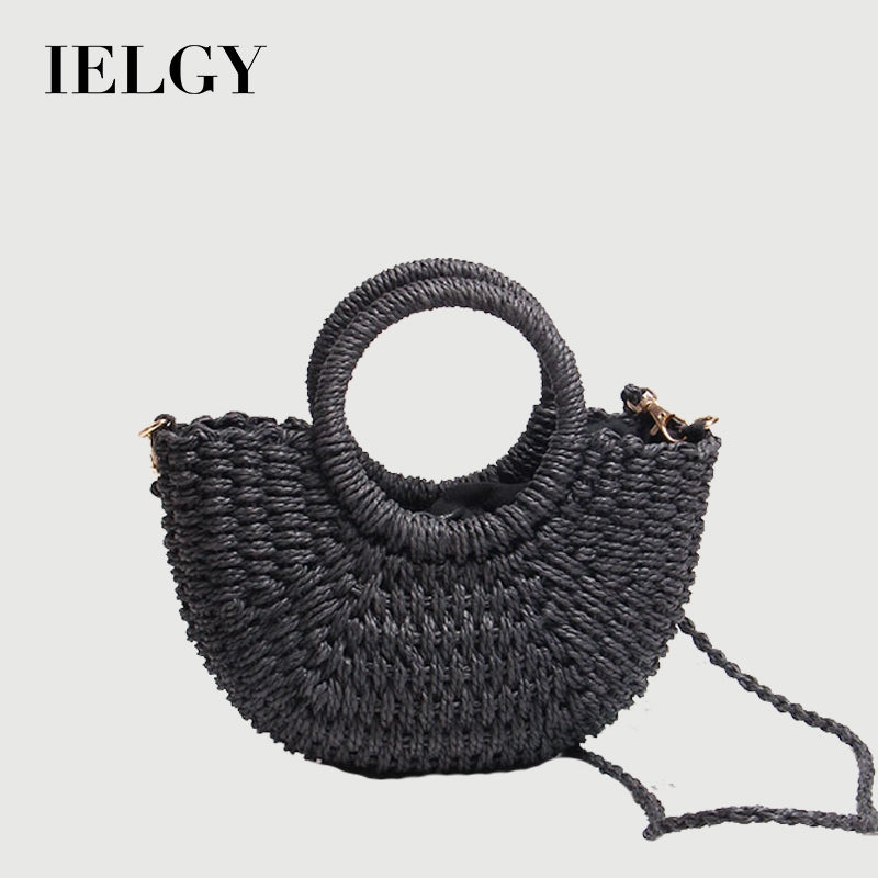 Ielgy Mini Messenger Woven Bag Cute Portable Summer Seaside Vacation Beach Bag