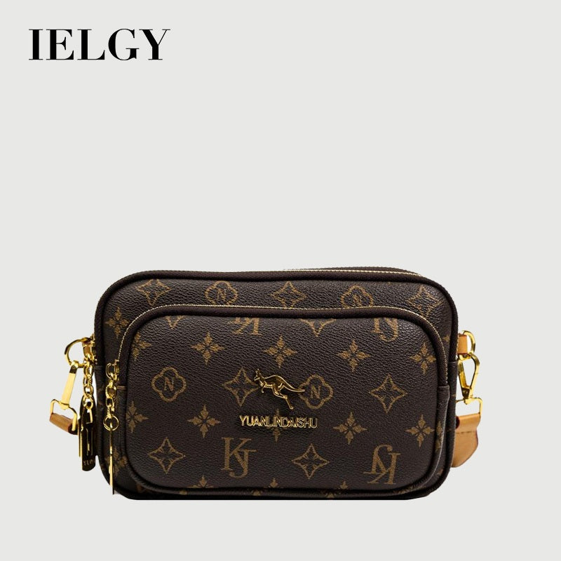 IELGY Messenger Bag Women's High-end Retro Horizontal Square Printed Shoulder Bag