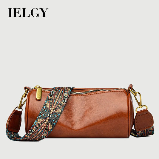 IELGY cylindrical shoulder bag simple personality casual solid color