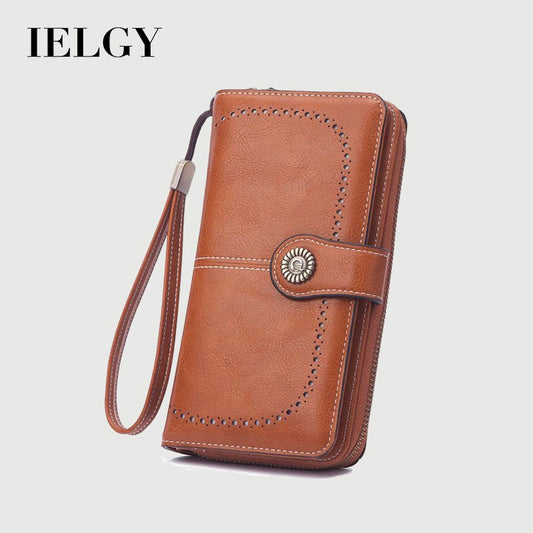 IELGY Women's Korean Style Long Wallet With Large Capacity Zipper Buckle