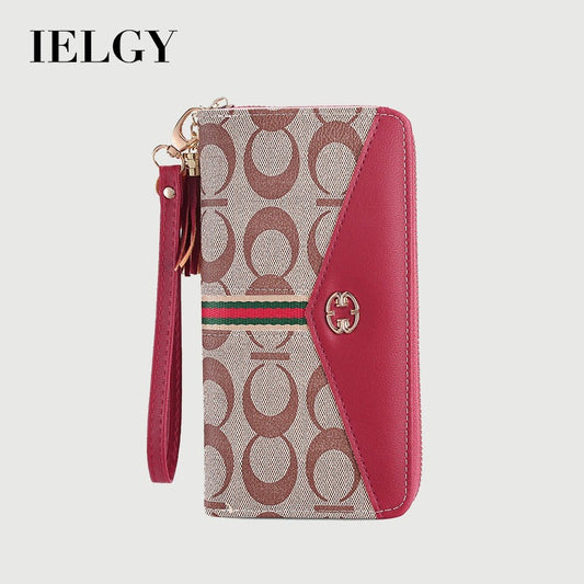 IELGY women's long double layer fashion print zipper wallet