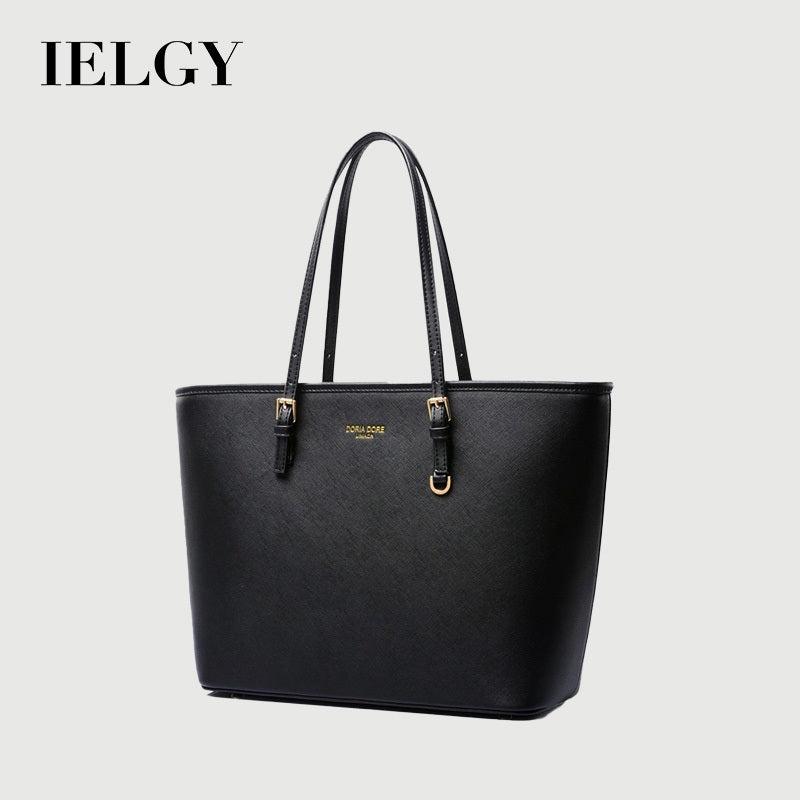 Ielgy Large Capacity Ladies Retro Tote Bag Black