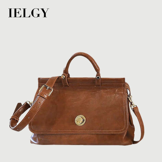 IELGY retro daily commuting large capacity texture messenger messenger bag women