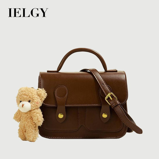 IELGY Fashion Retro Lady Bear Pendant All-match Messenger Bag