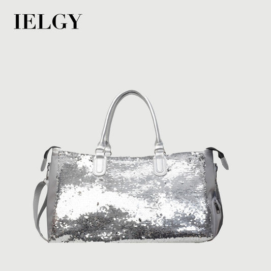 Ielgy Summer Fashion Large-Capacity Travel Bag High-End Feeling Dry Wet Separation Sequins Short-Distance Travel Portable Shoulder Bag